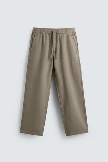 БРЮКИ RELAXED FIT СТРУКТУРНЫЕ — СЕРО-КОРИЧНЕВЫЙ от Zara