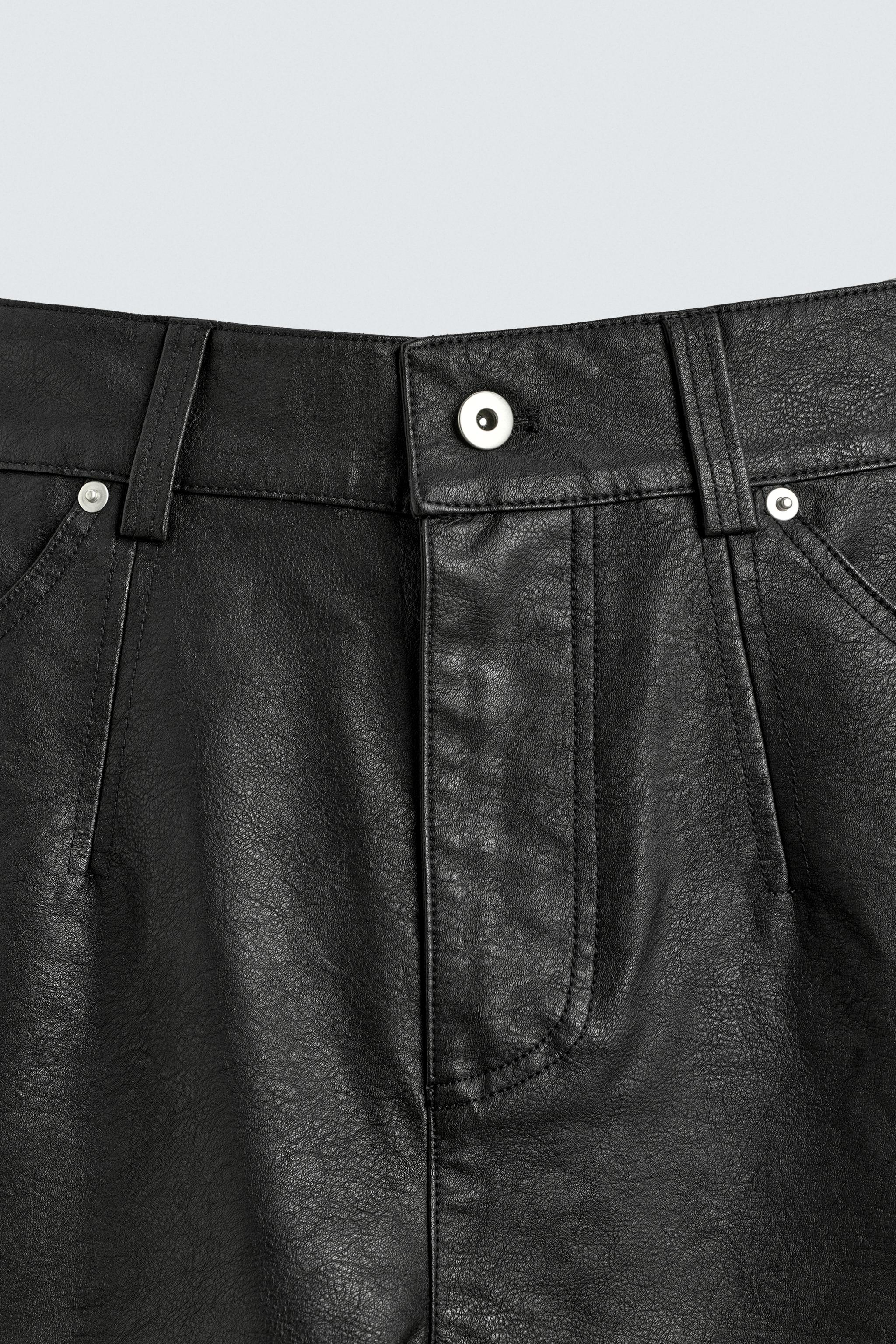 RELAXED FIT FAUX LEATHER SHORTS