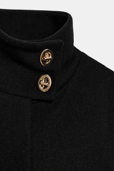 MANTEAU COURT CAPE CEINTURE AVEC LAINE - Noir de Zara - Image 9