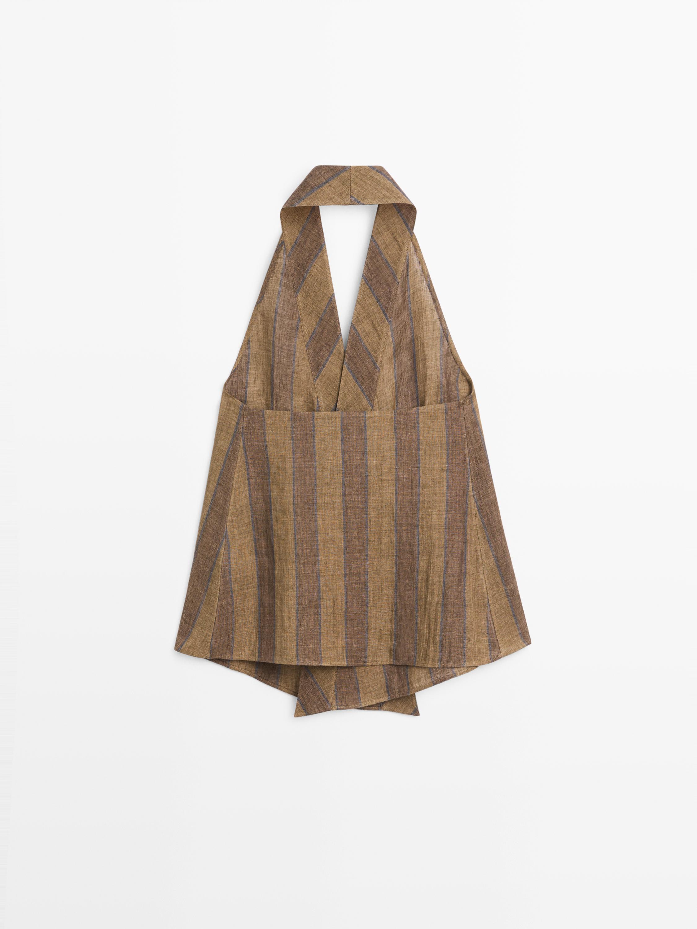 Printed waistcoat with crossover neckline