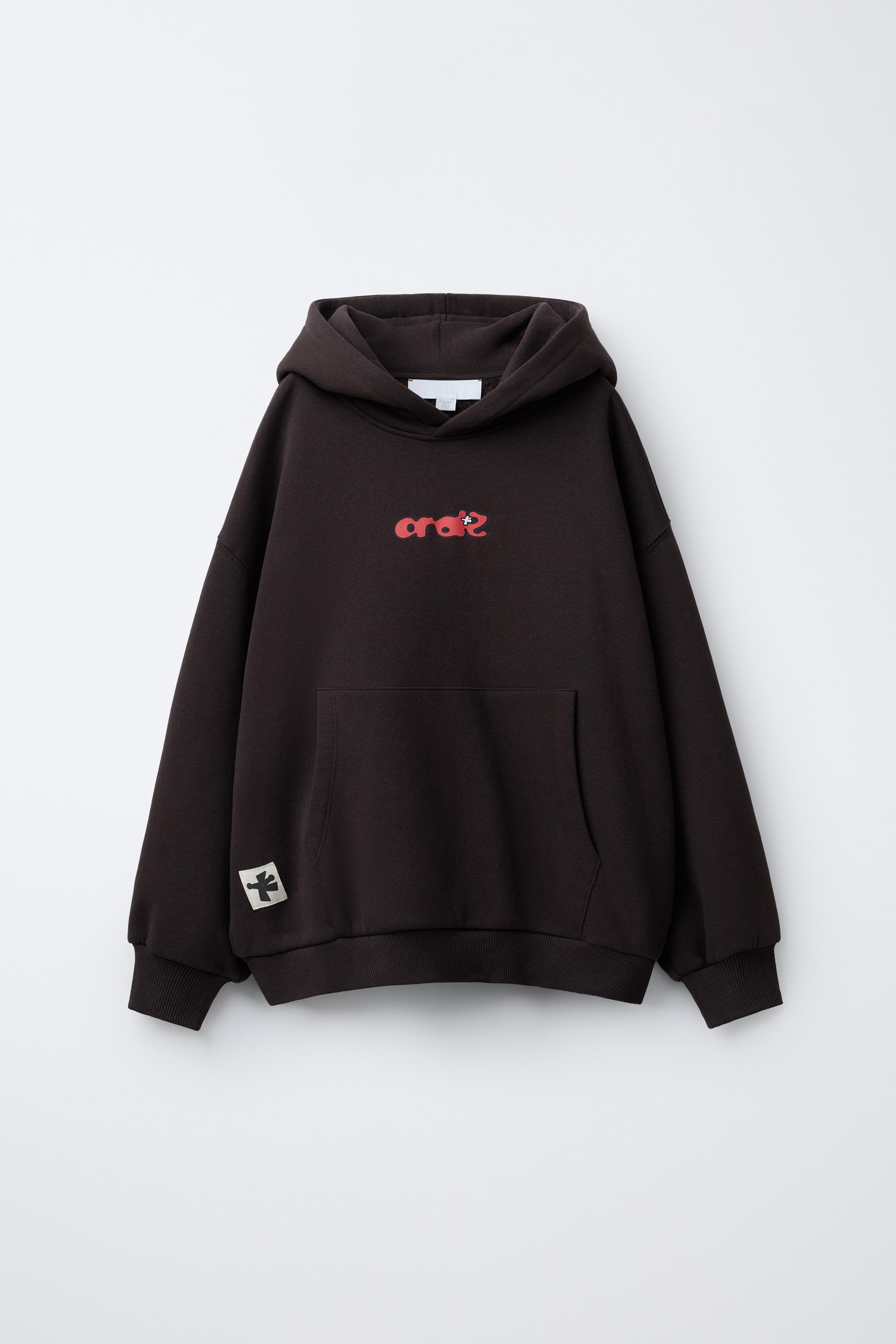 PRINTED HOODIE SWEATSHIRT - chocolate | ZARA Canada