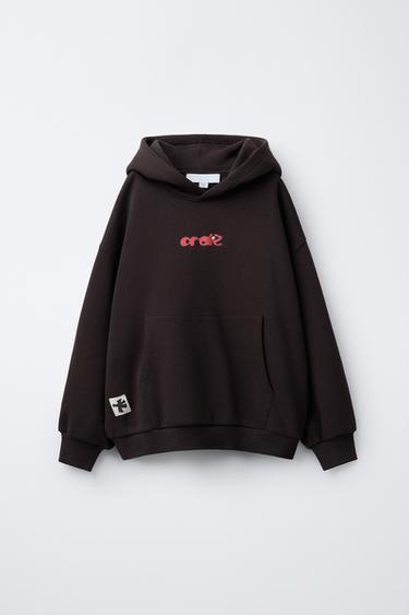 PRINTED HOODIE - chocolate by Zara - Image 0