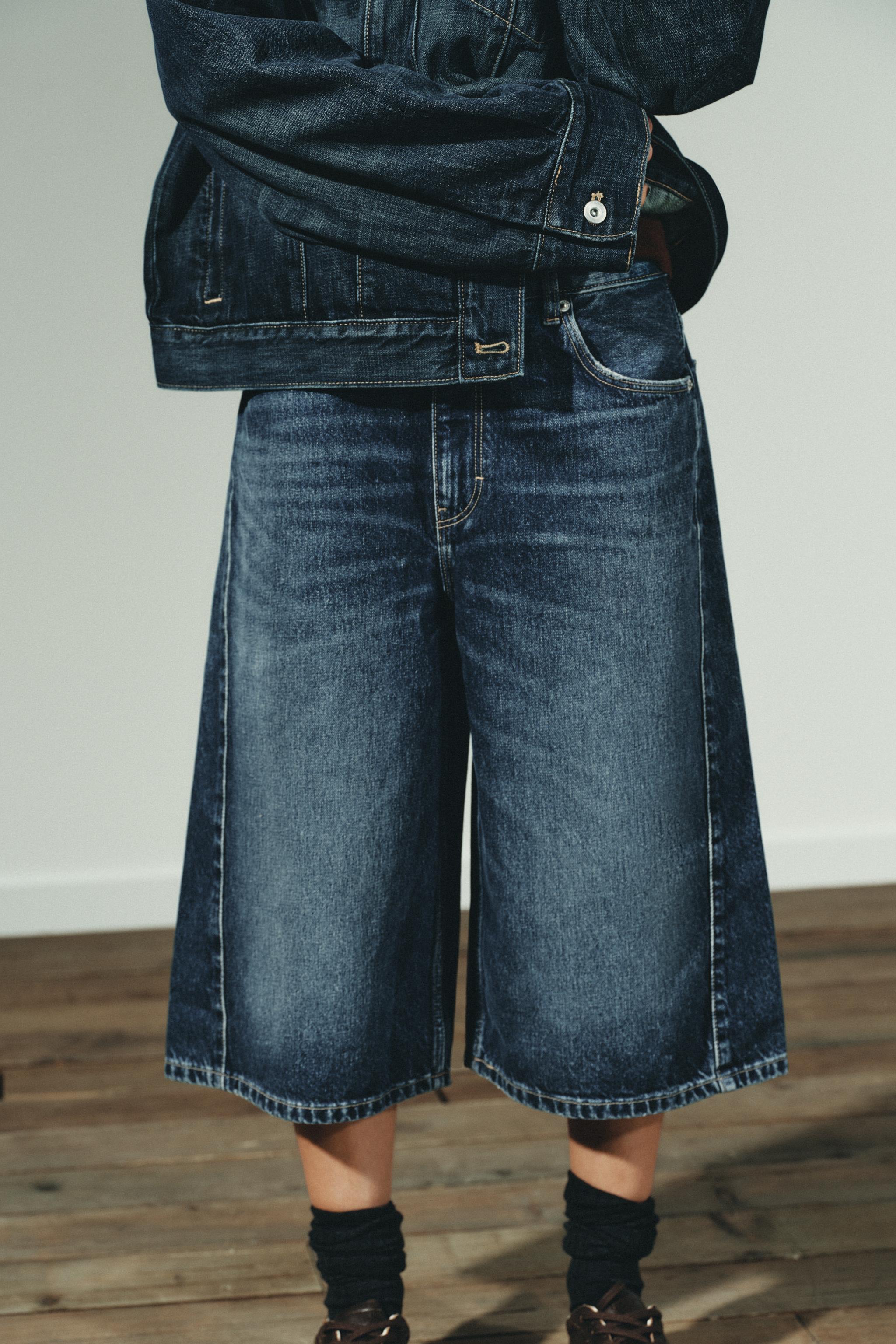 TRF MID-RISE DENIM JORTS SHORTS