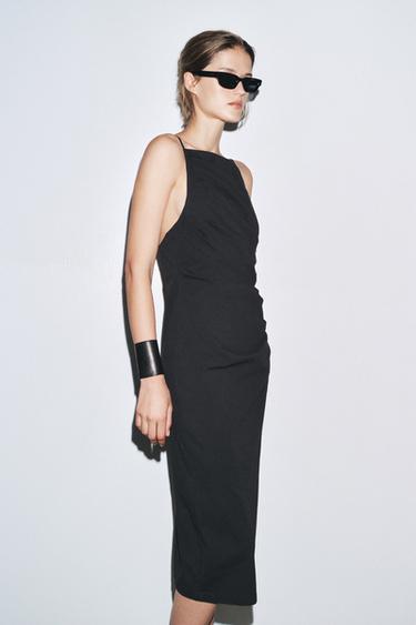 ROBE MI-LONGUE DRAPÉE ZW COLLECTION - Noir de Zara - Image 4