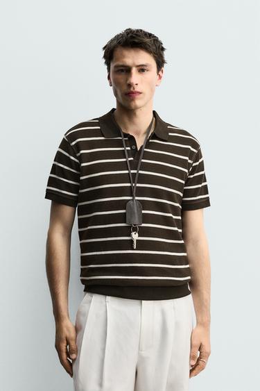 Zara REGULAR FIT PIQUÉ POLO - striped