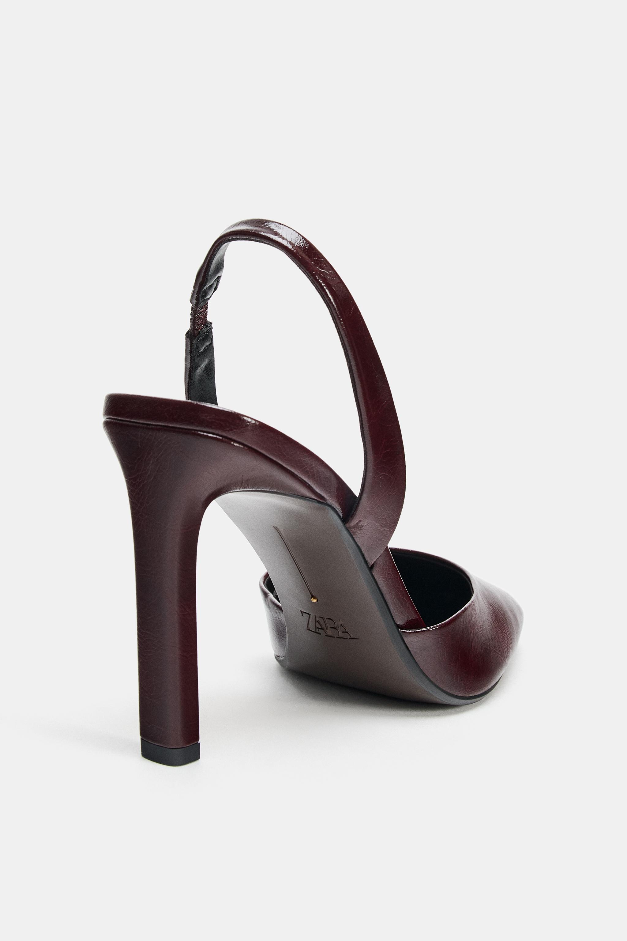 SQUARE-TOE HEELS - Burgundy Red | ZARA United Kingdom