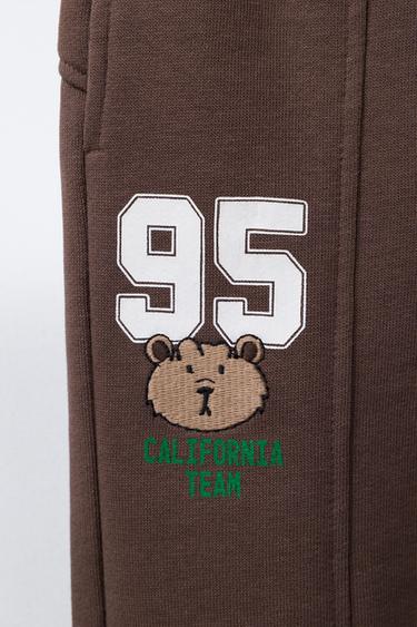 EMBROIDERED ANIMAL NUMBER JOGGERS - Brown by Zara - Image 3