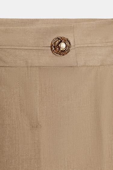 GOLD BUTTON WIDE-LEG TROUSERS - Sand by Zara - Image 8