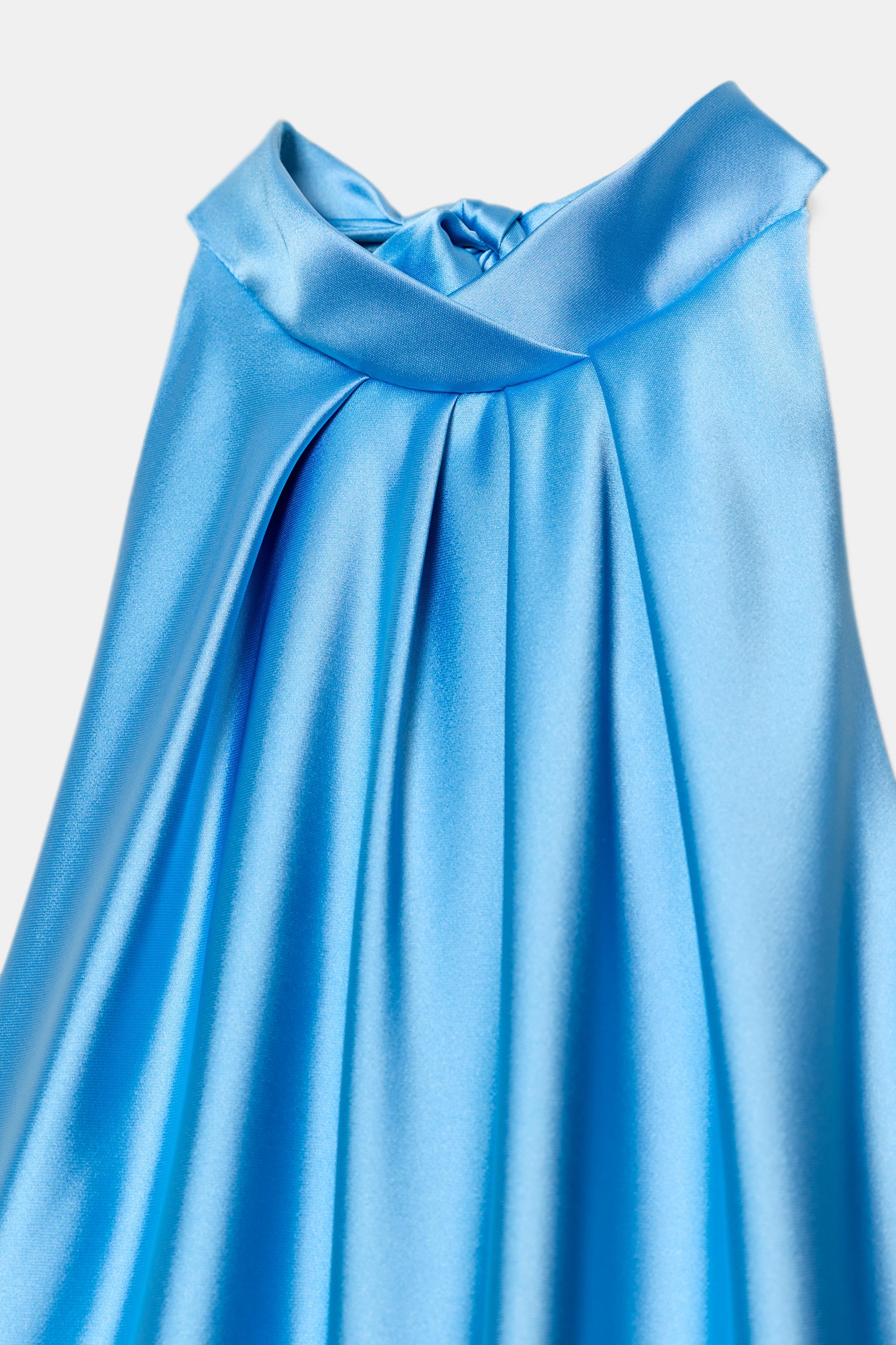 SATIN HALTER MIDI DRESS - Blue | ZARA Australia
