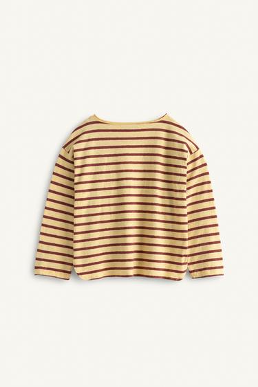 T-SHIRT À RAYURES FLEUR BRODÉE ÉDITION LIMITÉE - Jaune de Zara - Image 5