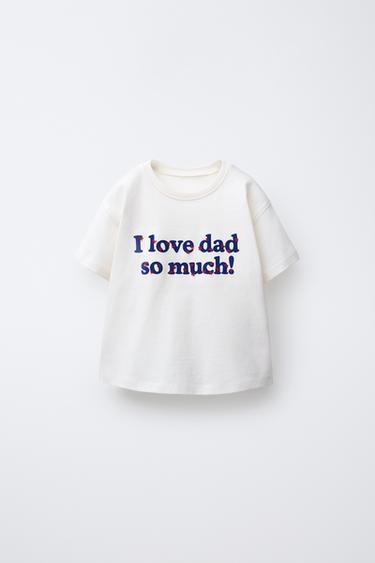 Zara FLOCKED TEXT T-SHIRT - Blue