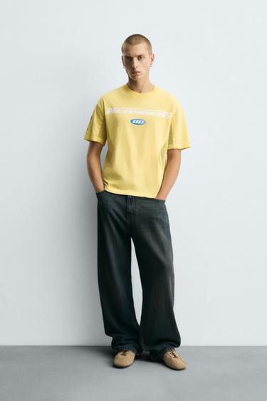 T-SHIRT WITH CONTRAST SLOGANS - Yellow by Zara - Image 0