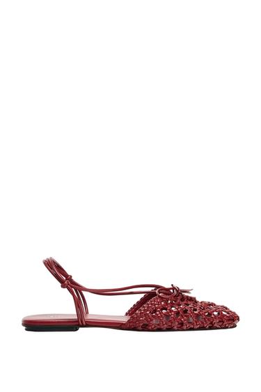 BRAIDED SLINGBACK CAGE SANDALS - Red by Zara