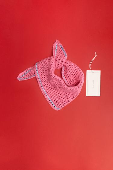 Zara ZARA TIMELESS - 撞色針織頭巾 - 中粉紅色