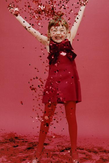 KNIT DRESS WITH TIE - Dark red by Zara