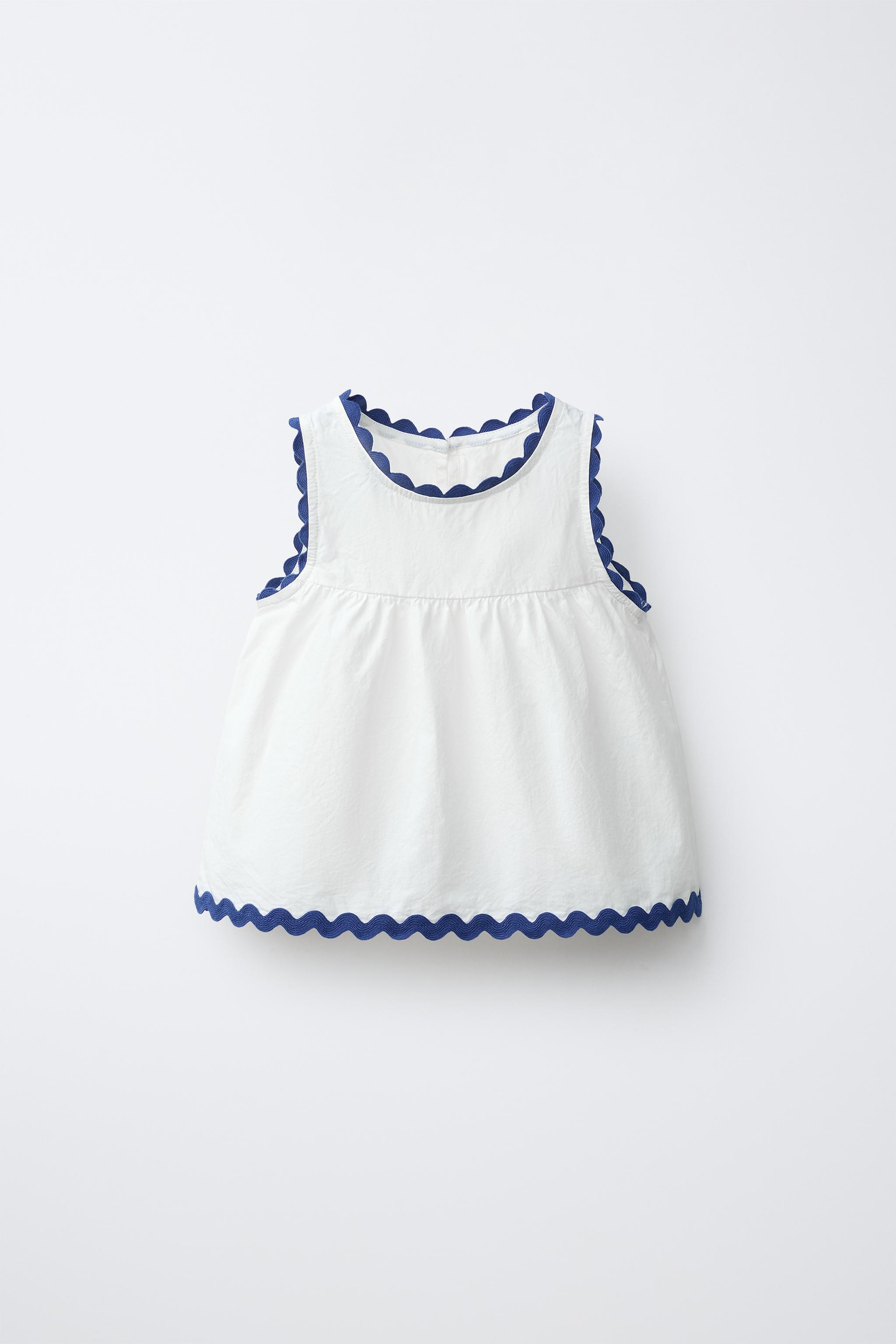 CASA LAWA X ZARA KIDS CONTRAST RUFFLE POPLIN TOP - White | ZARA