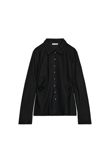 KOŠILE S PLISÉ A KNOFLÍKY - Černá od Zara