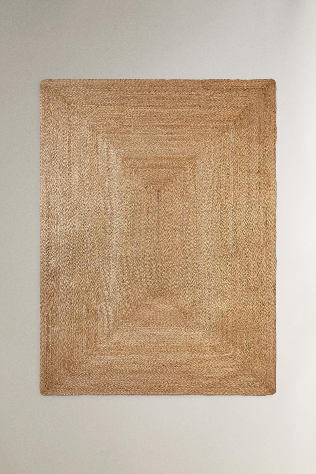 RECTANGULAR JUTE AREA RUG — Light beige