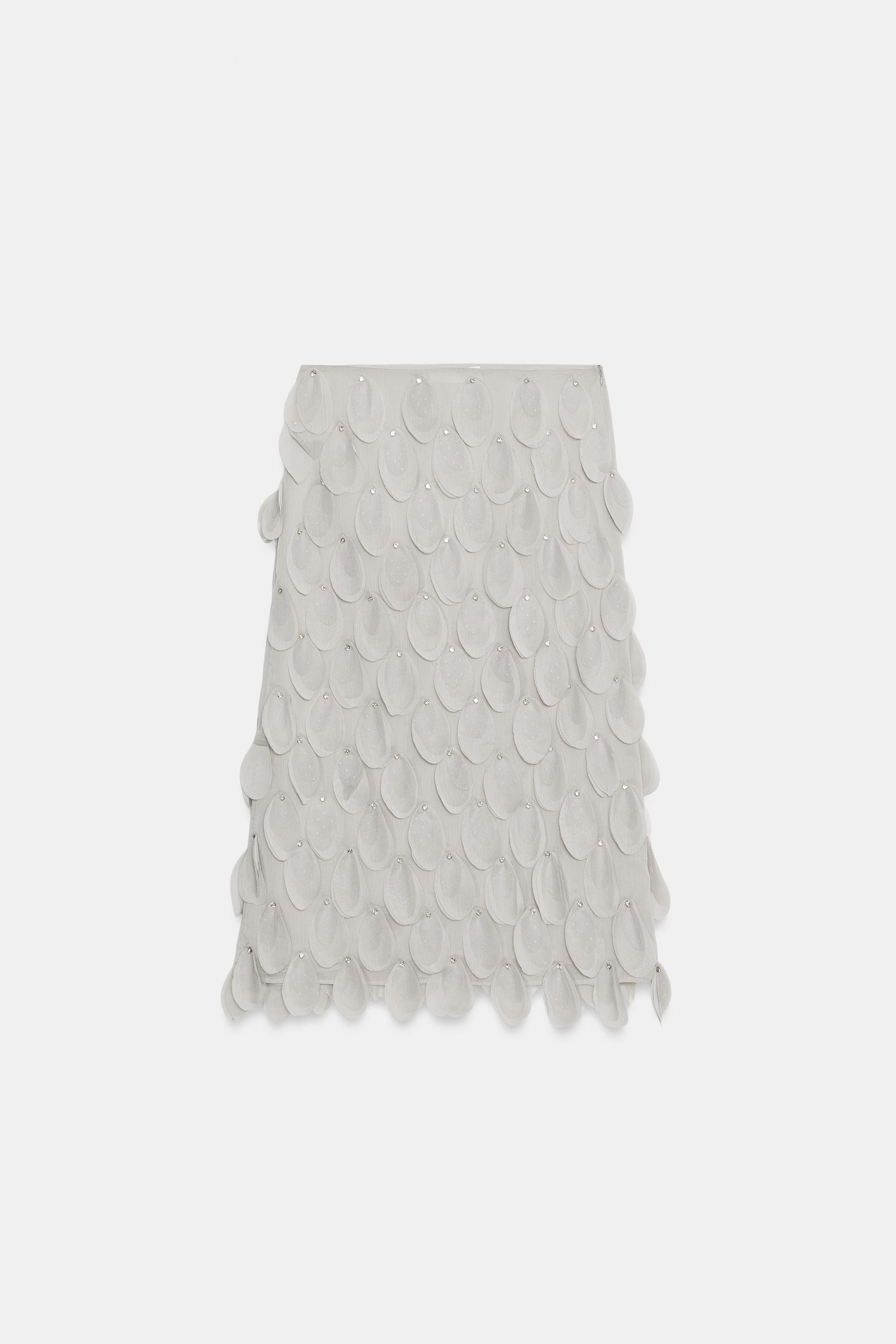 Женские юбки Zara ZW COLLECTION BEADED MIDI SKIRT — фото 7