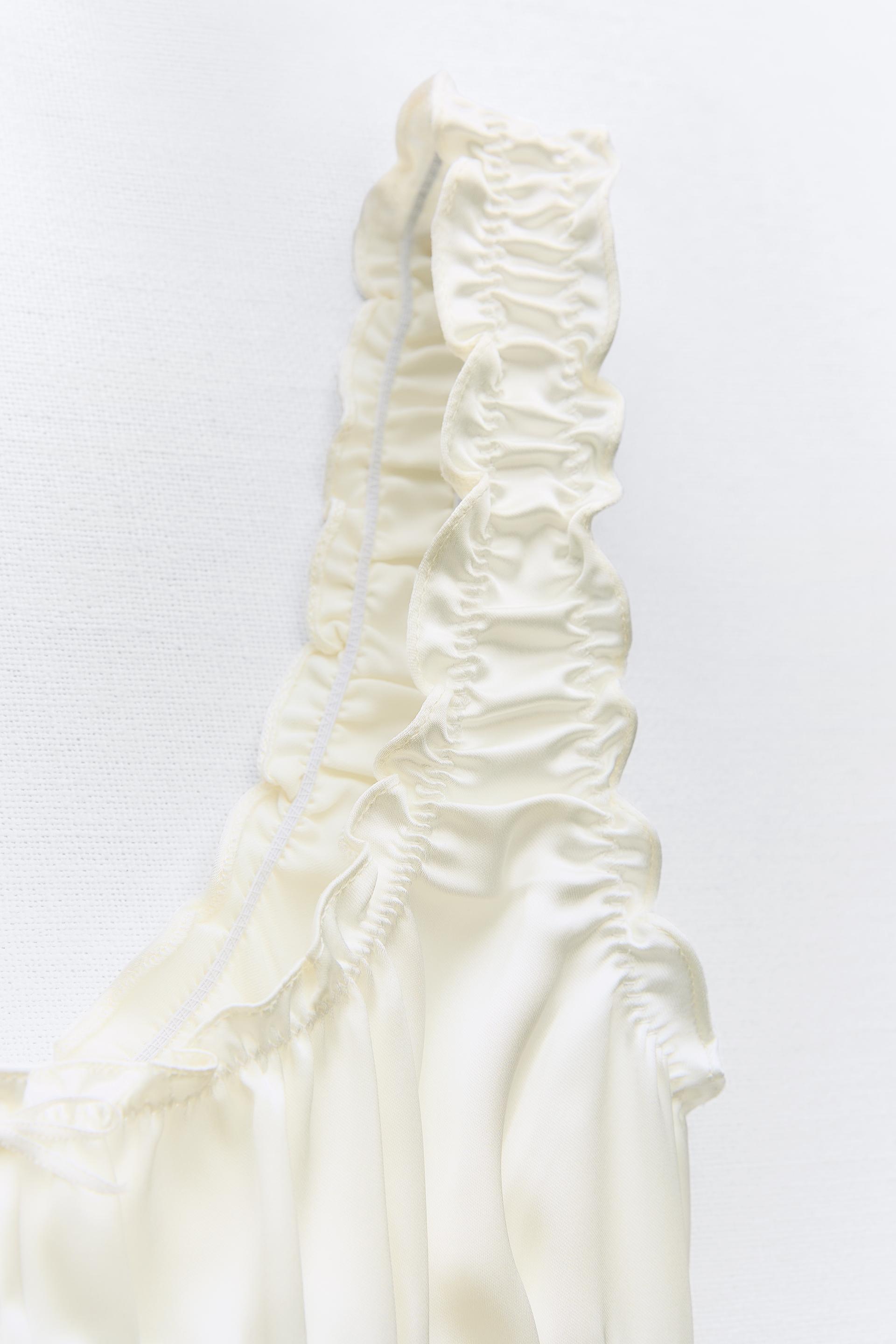 Zara Women Ruffled Top White 1165/171 Size M