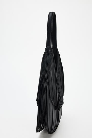 FRINGED TOTE BAG - Black by Zara - Image 4