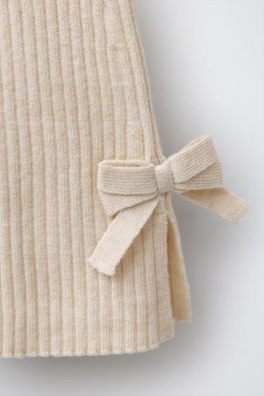 BOW DETAIL KNIT FLARE LEGGINGS - Light beige by Zara - Image 3