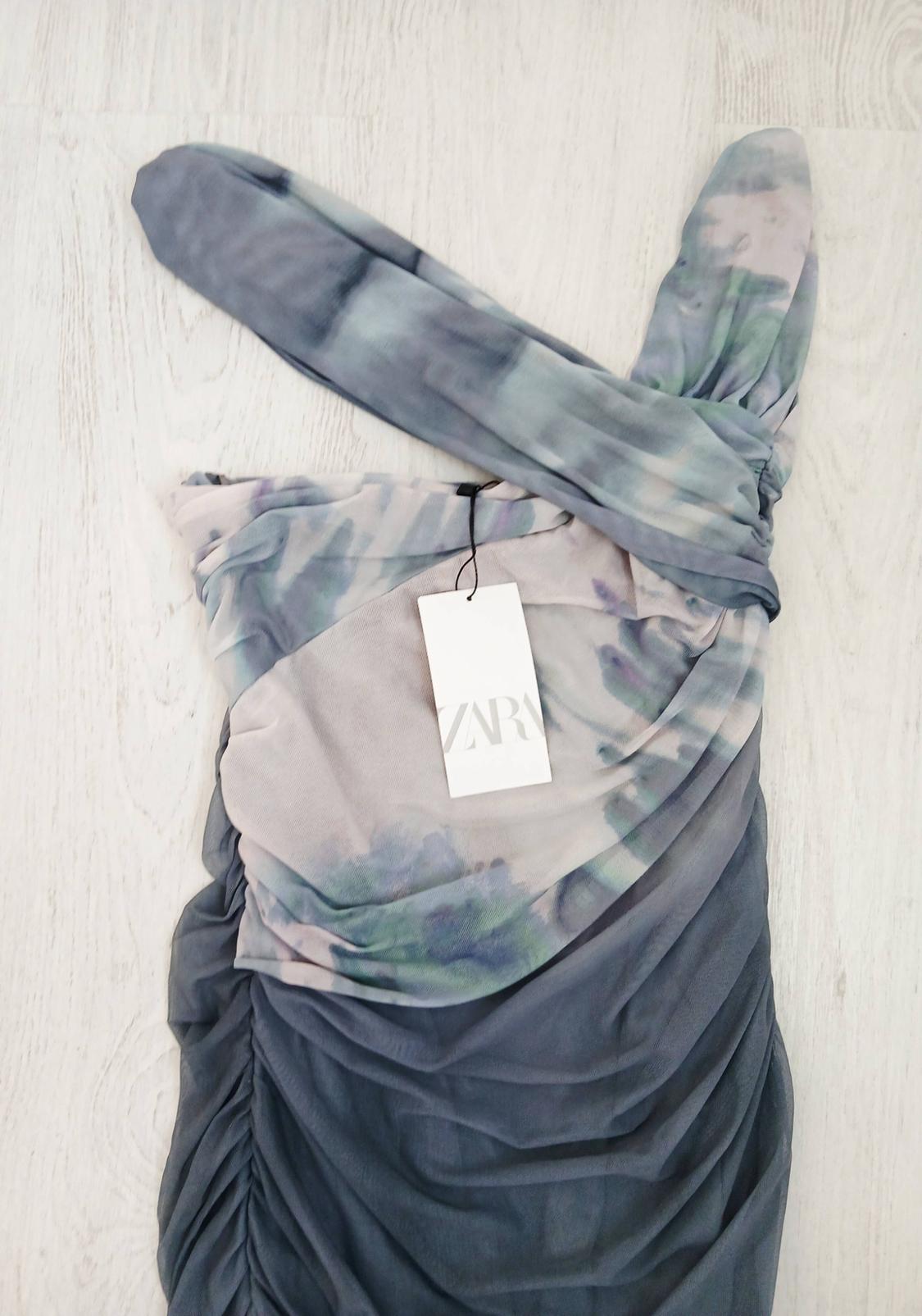PRINTED TULLE ASYMMETRIC DRESS - Image 3