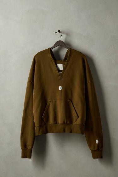 SUDADERA HOODIE LAVADA X SR_A - Khaki de Zara