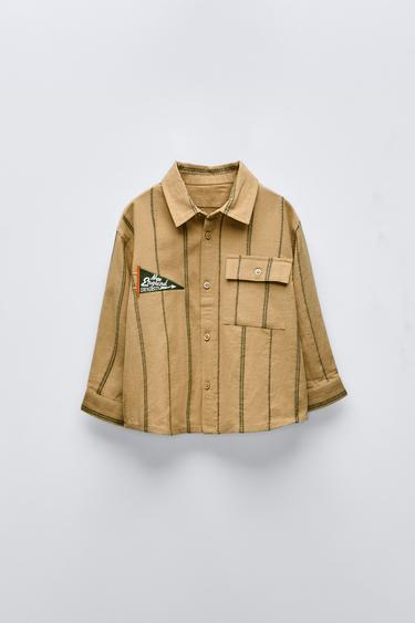 Zara STRIPED SHIRT - Beige - Image 0