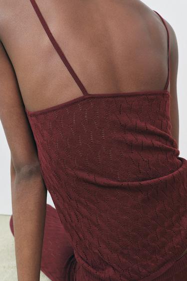 TOP تريكو مثقب بحمالات - عقيقي الخاص بـ Zara
