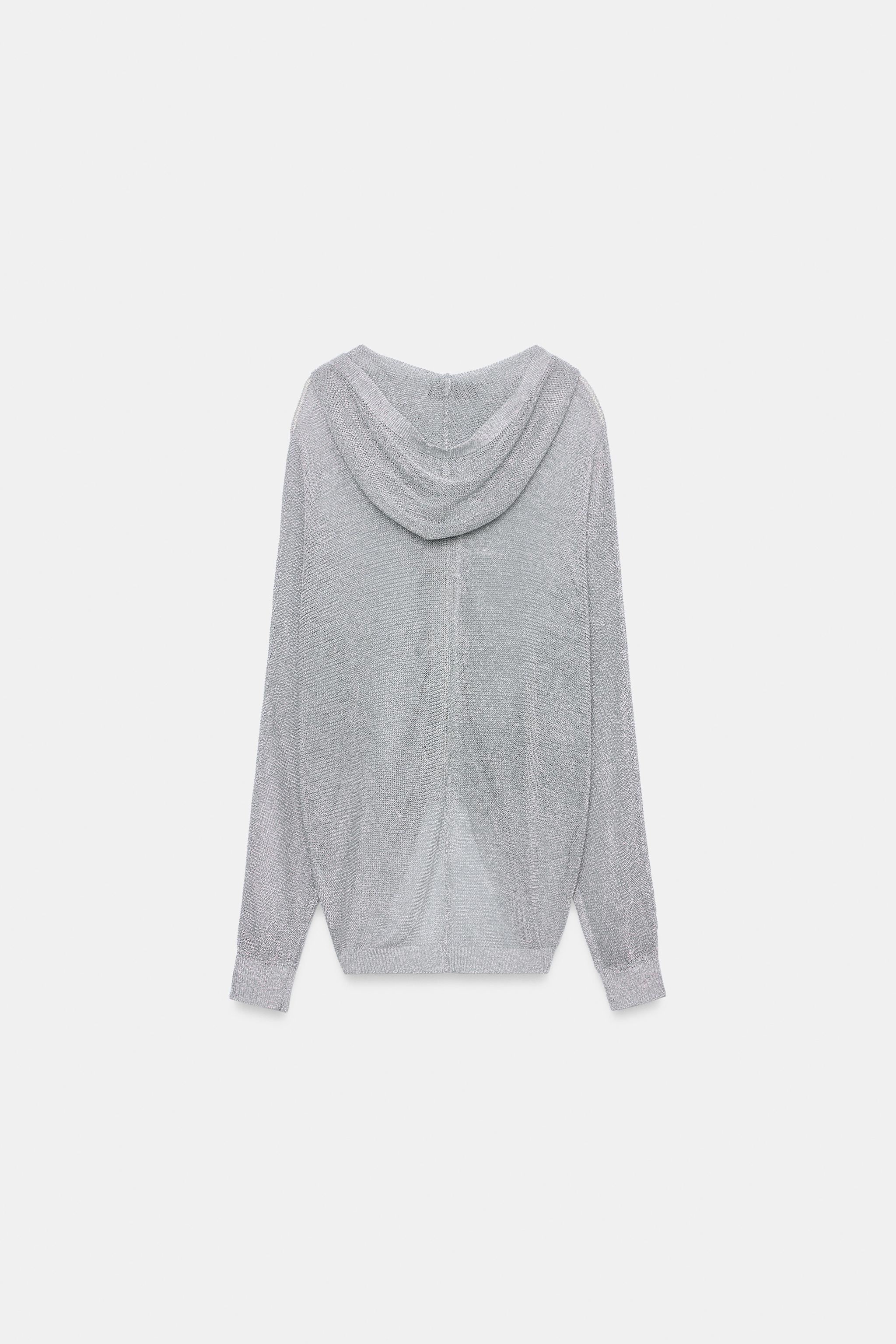 METALLIC YARN HOODIE