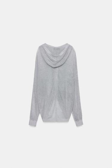 SWEAT À CAPUCHE EN FIL MÉTALLISÉ - Argent de Zara - Image 2