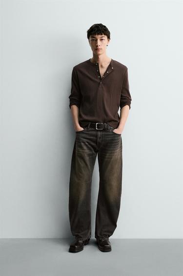 Zara 寬鬆錐形牛仔褲 - 碳色