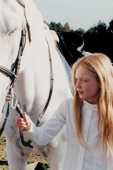 CAMISA POPELÍN HÍPICA  - Blanco de Zara