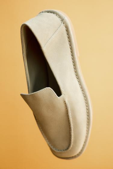 CASUAL LEATHER LOAFERS - Beige by Zara