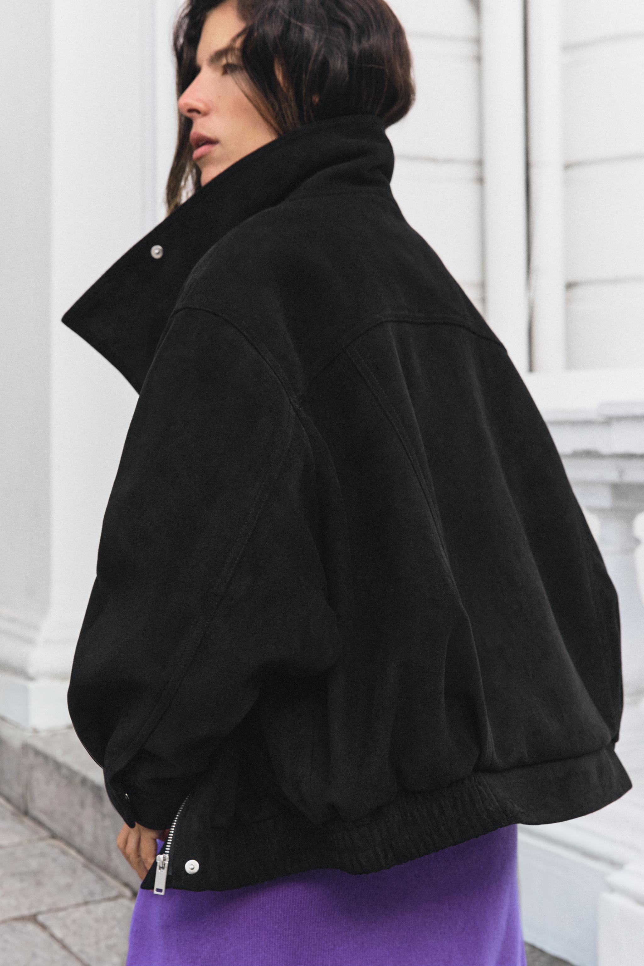 Zara Suni Süet Bomber Ceket görsel 3