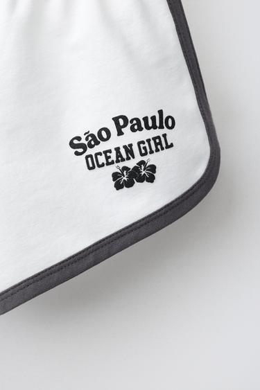 CONTRAST SLOGAN BERMUDA SHORTS - White by Zara - Image 3