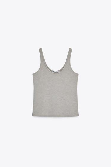 Zara THIN STRAP TANK TOP - Mink