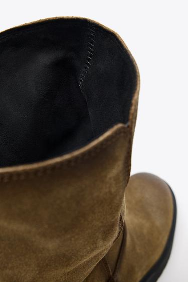 DISTRESSED EFFECT SPLIT SUEDE ANKLE BOOTS - Brown by Zara - Image 5
