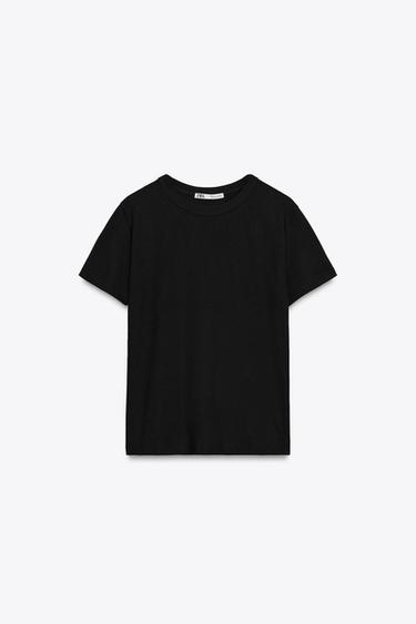 Zara SHORT SLEEVE T-SHIRT - Black - Image 0