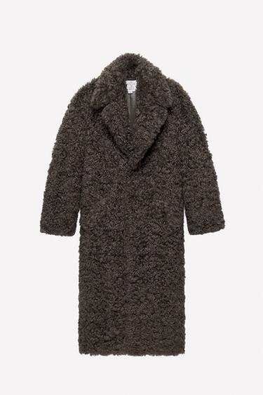 Zara LUDOVIC DE SAINT SERNIN x ZARA DOUBLE-FACED FAUX LEATHER COAT - Taupe gray
