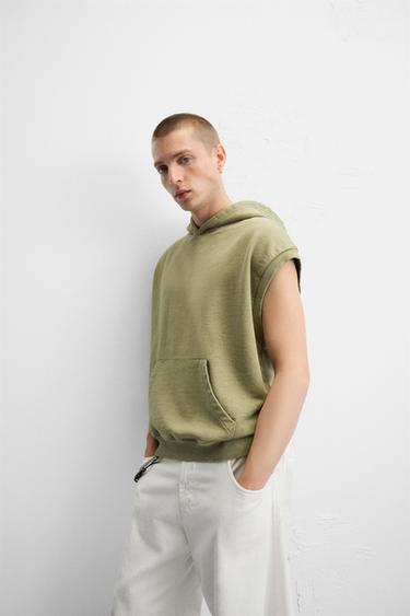SWEAT DÉLAVÉ À CAPUCHE - Kaki foncé de Zara - Image 4