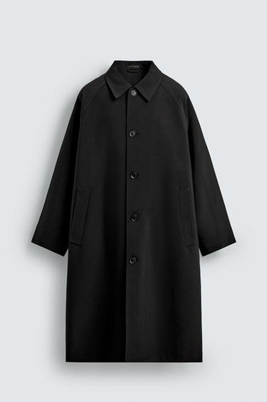 OVERSIZE WOOL BLEND TRENCH COAT - Black by Zara - Image 6