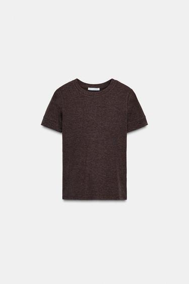 CAMISETA MINIMAL MANGA CORTA - Marrón vigoré de Zara