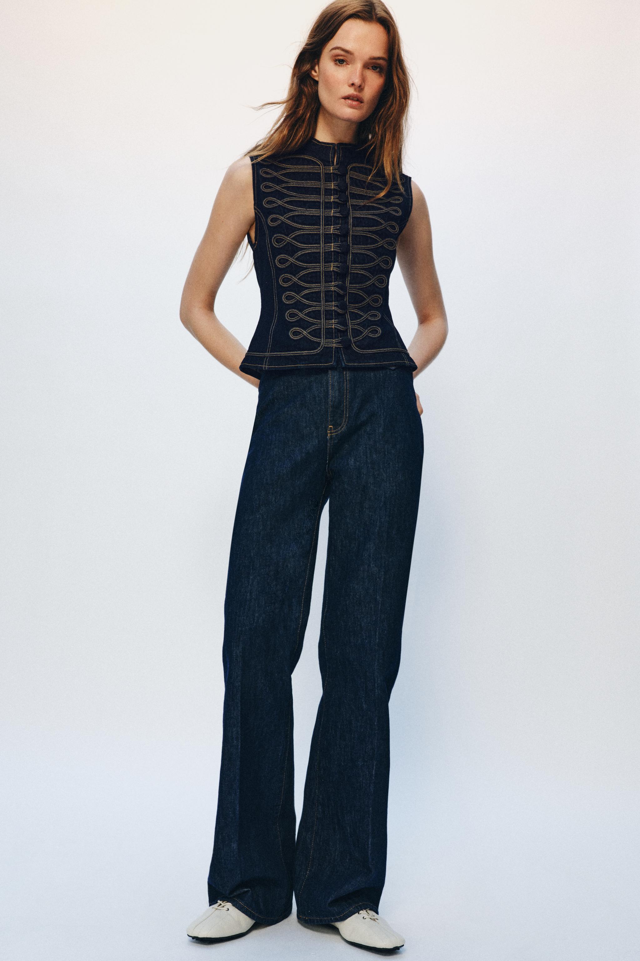 ZW COLLECTION TOPSTITCH FIREMAN CLASP DENIM VEST
