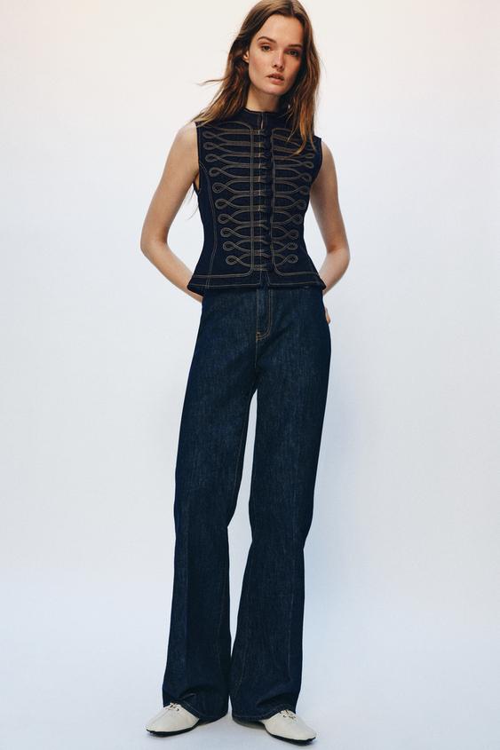 ZW COLLECTION TOPSTITCH FIREMAN CLASP DENIM VEST from Zara - $99.90