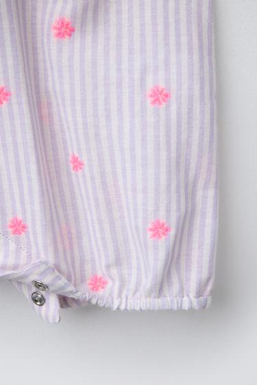 BARBOTEUSE RAYURES FLEURS BRODÉES - Lilas clair de Zara - Image 3