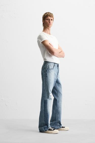 RIPPED FLARE FIT JEANS - Mid-blue by Zara - Image 3