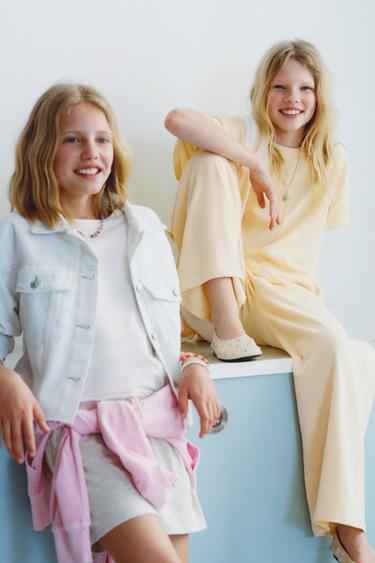 ENSEMBLE T-SHIRT ET PANTALON WIDE LEG UNIS - Jaune de Zara - Image 2