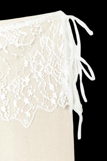 PANTALÓN RIB ENCAJE - Rosa tiza de Zara